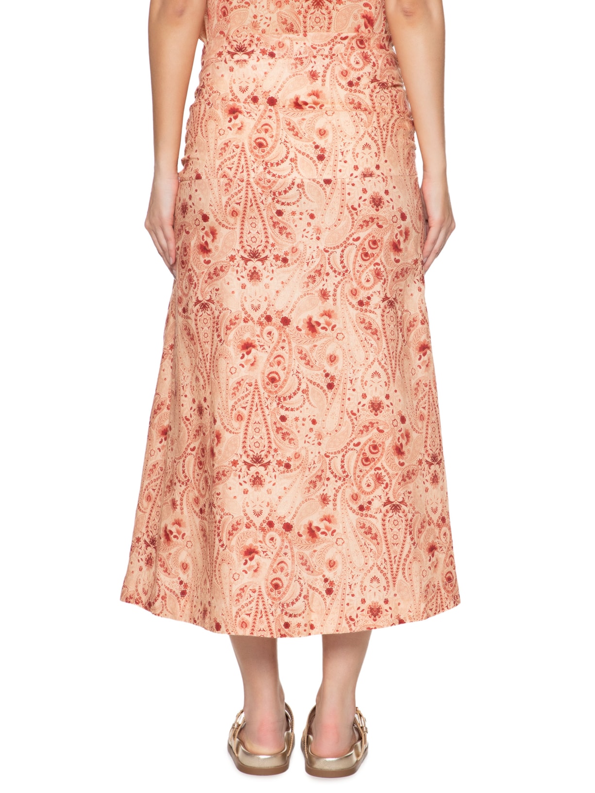 Saia Linho Bohemiam Vermelho Maria Filó