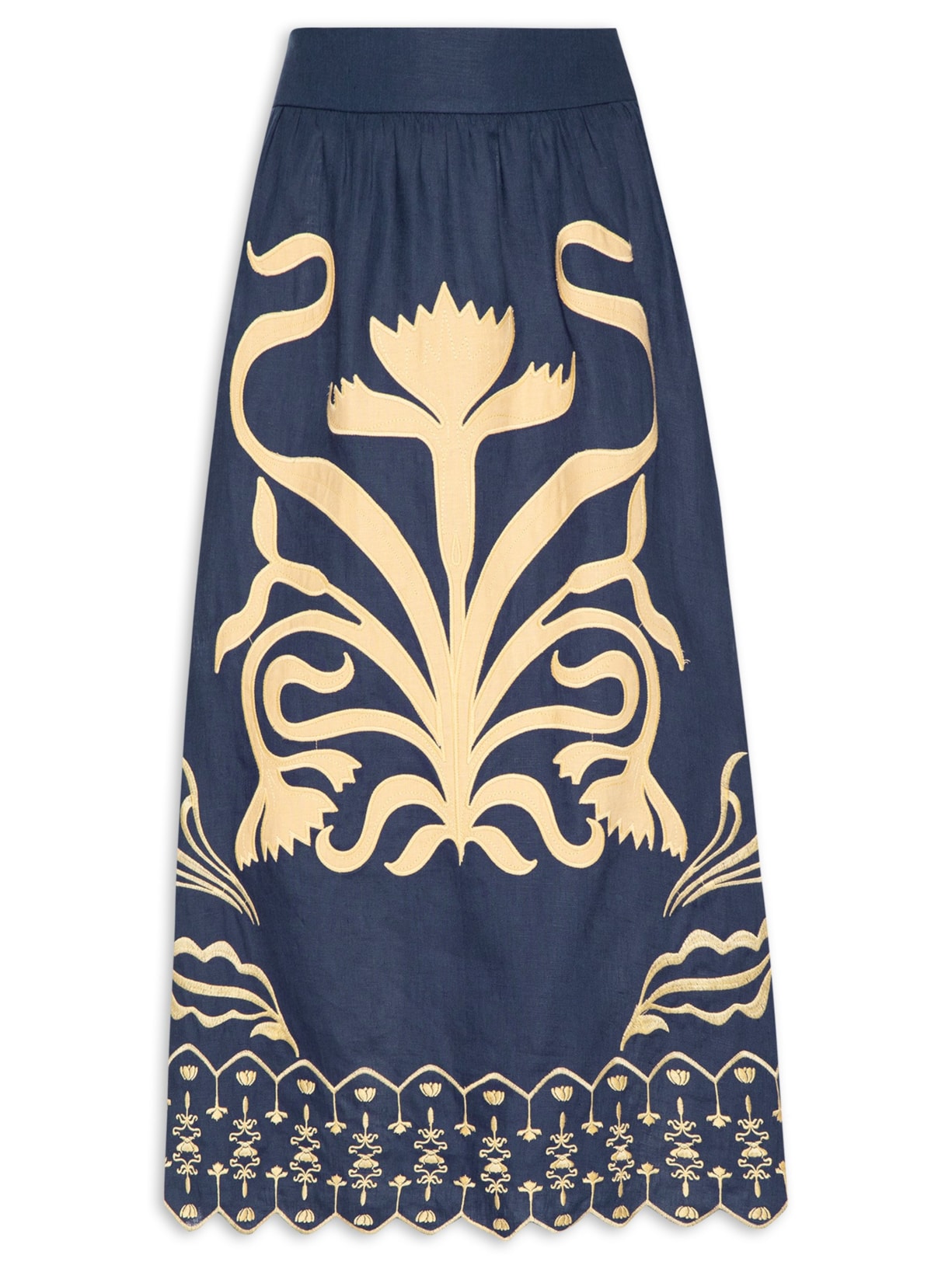 Saia Linho Bordado Zoe - Azul