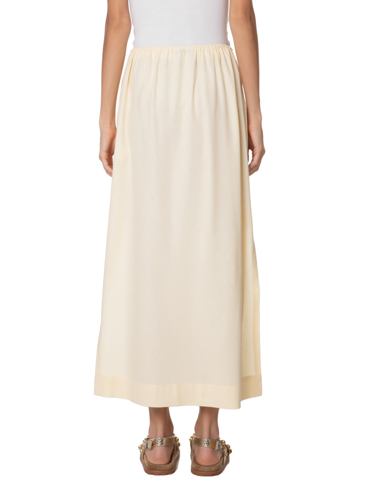 Saia Linho Cropped Amarração Cintura Amarelo  Dress To