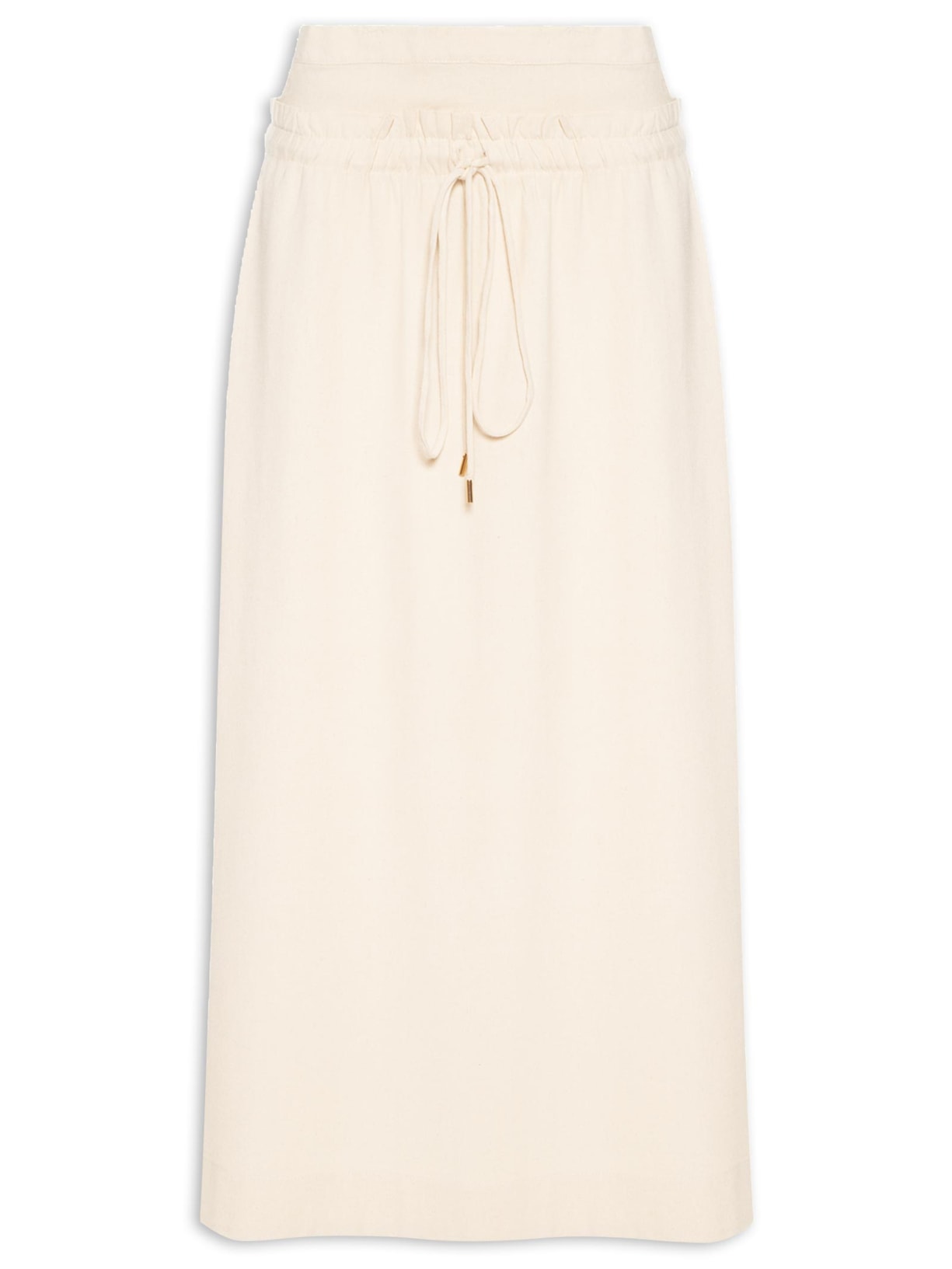 Saia Linho Midi Amarração - Bege