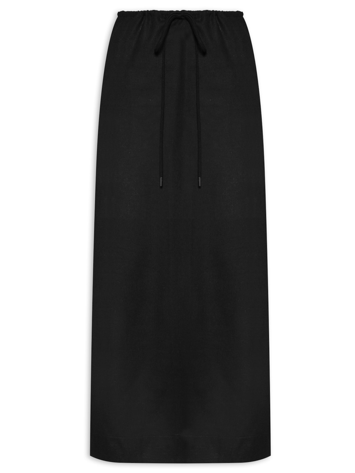 Saia Linho Midi Amarração Cintura - Preto