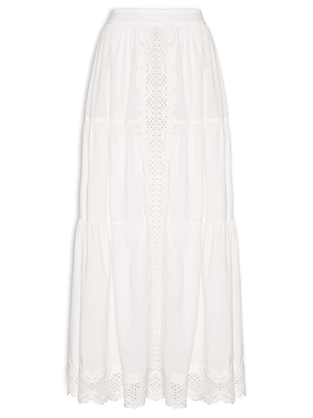 Saia Longa Algodão Com Renda - Branco