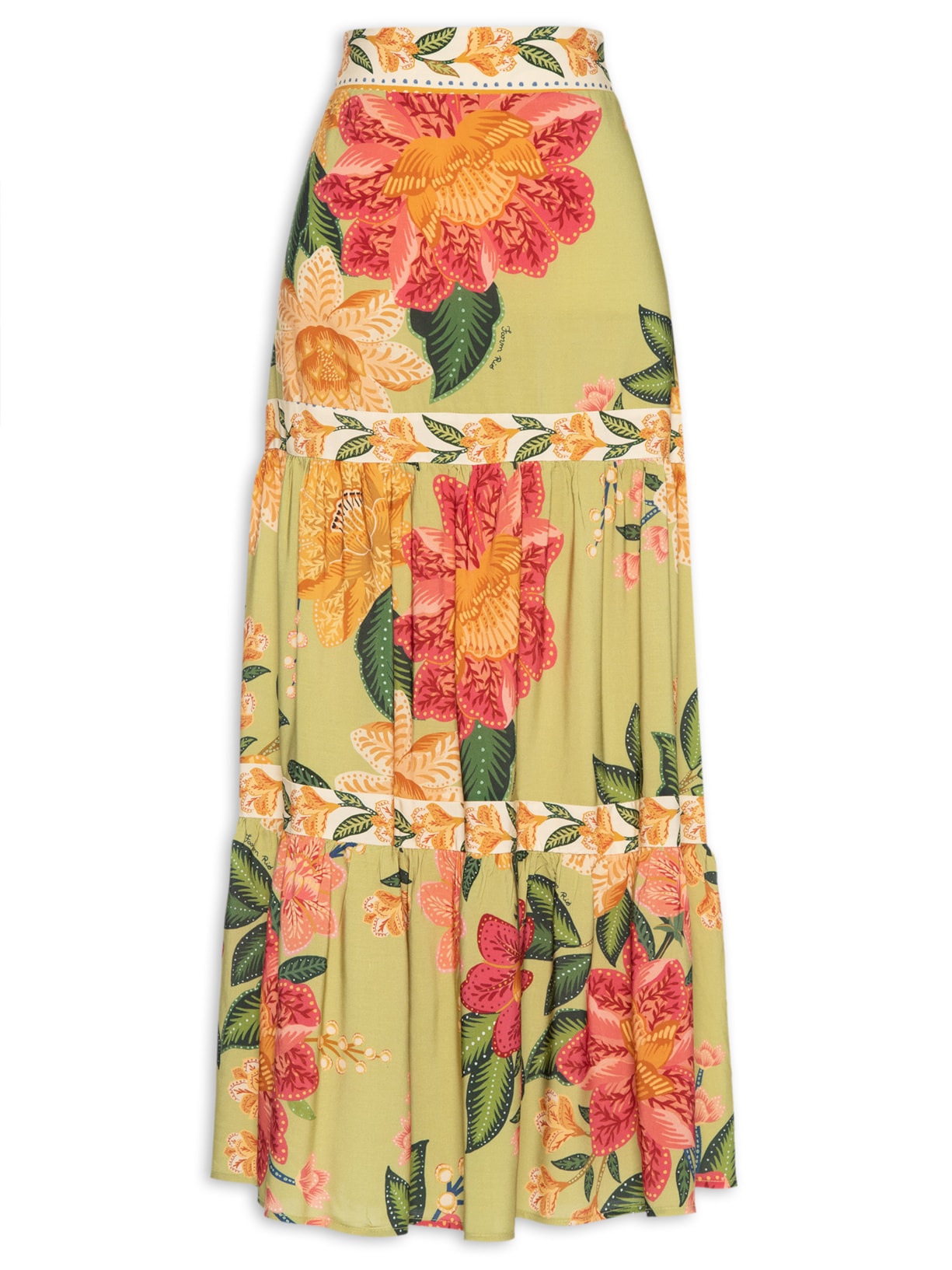 Saia Longa Arara Em Flor - Verde