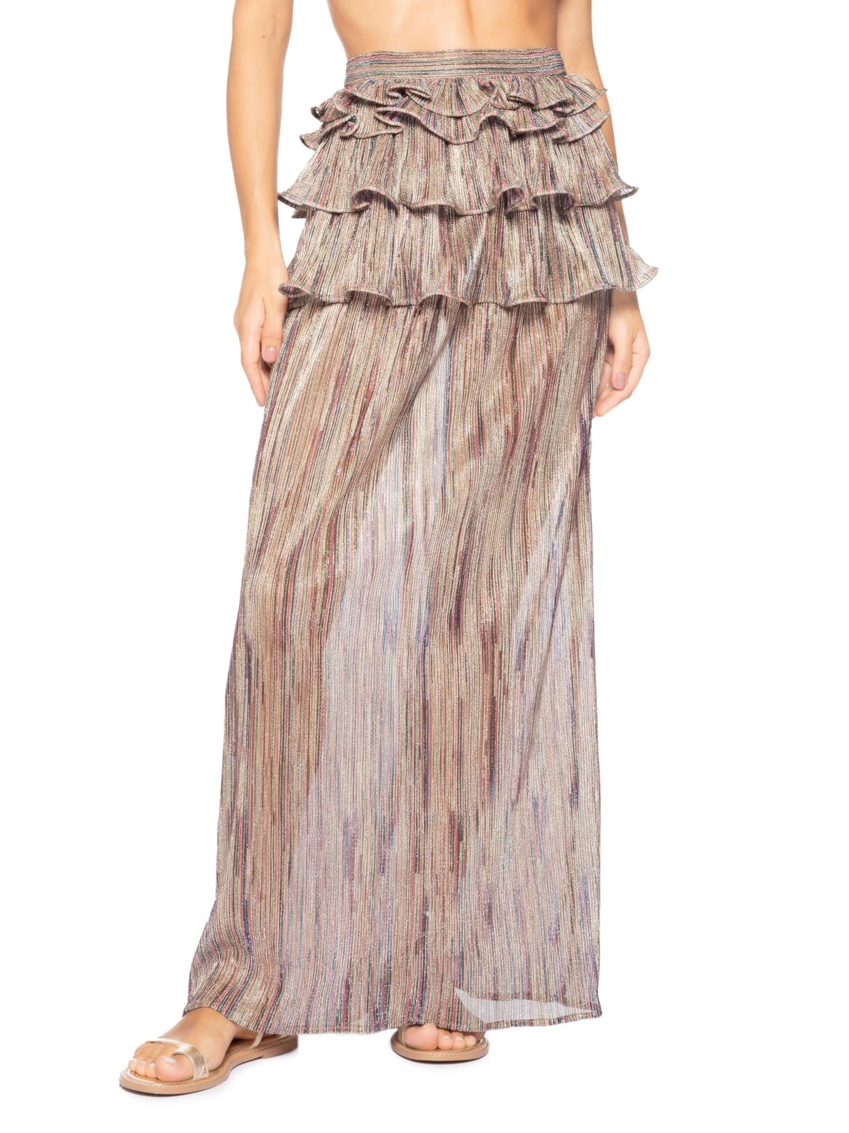 Saia Longa Babado Cinza Adriana Degreas