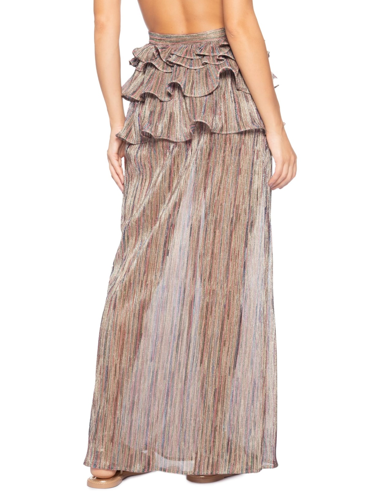 Saia Longa Babado Cinza Adriana Degreas