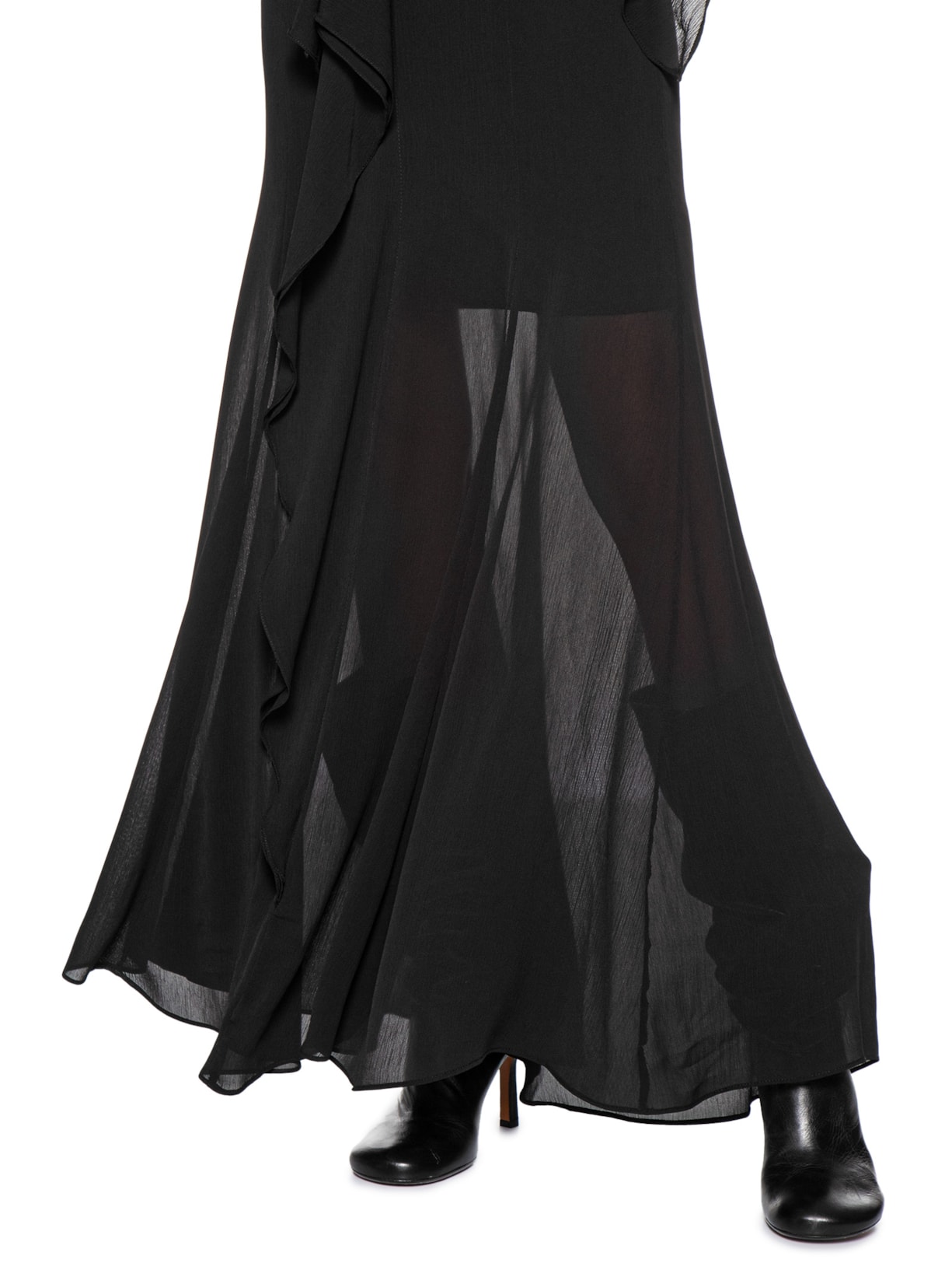 Saia Longa Com Babado Frontal Preto '2Essential