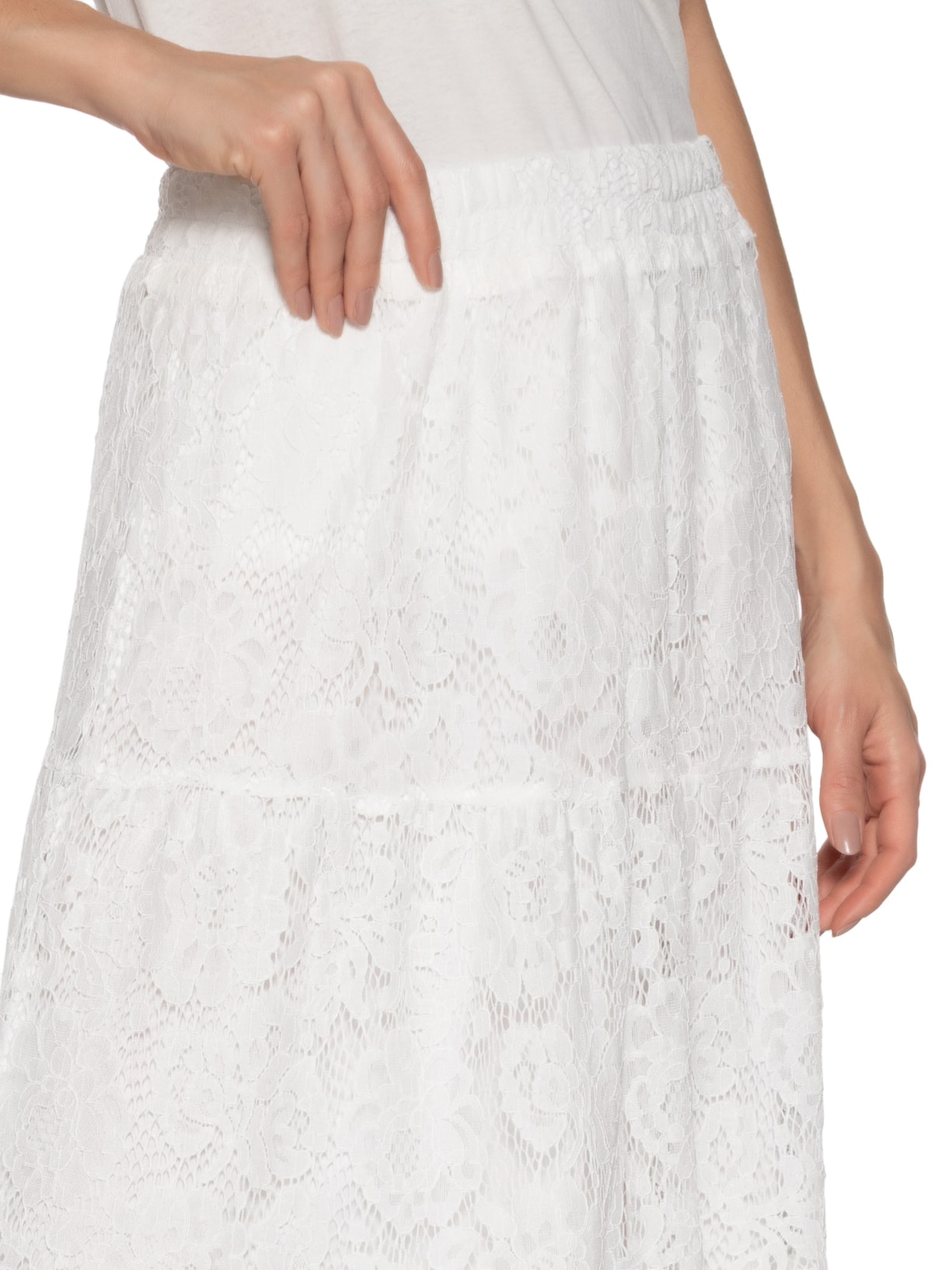 Saia Longa Em Renda Off White  Market 33