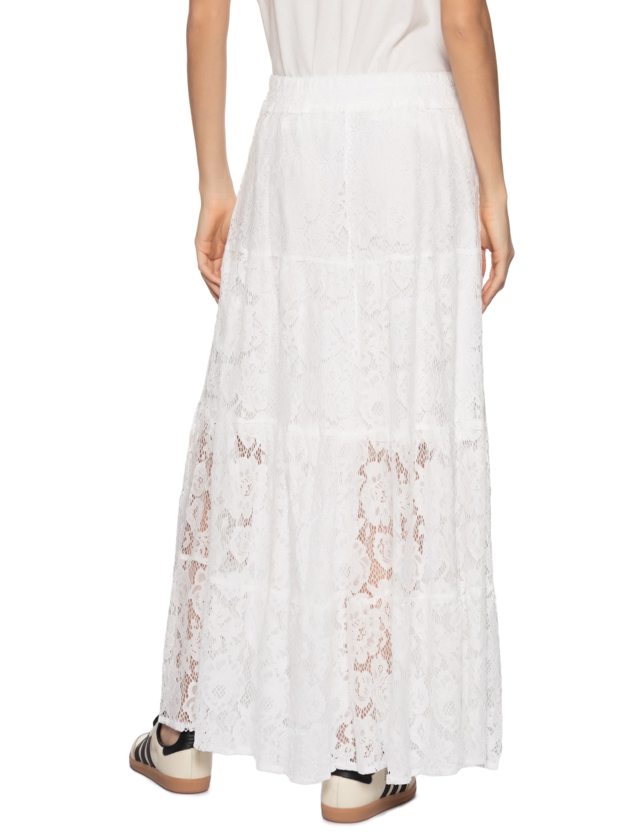 Saia Longa Em Renda Off White  Market 33