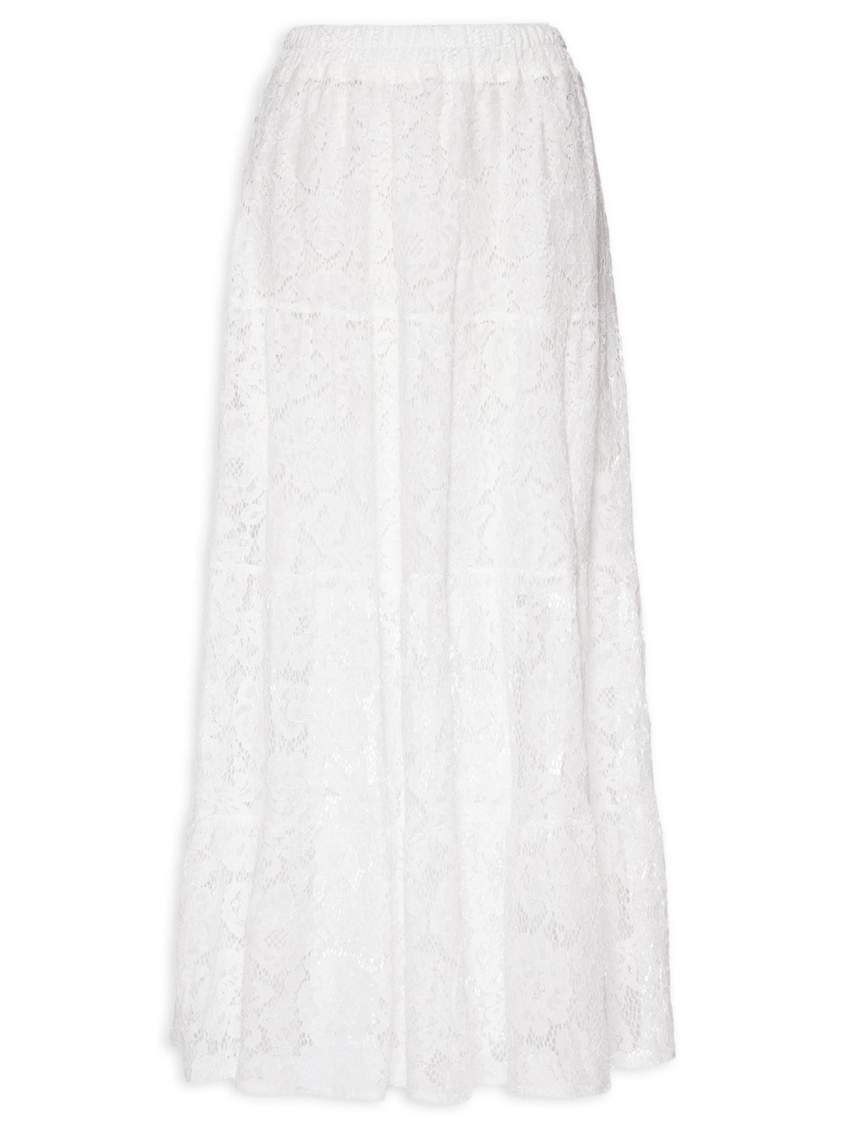 Saia Longa Em Renda Off White  Market 33