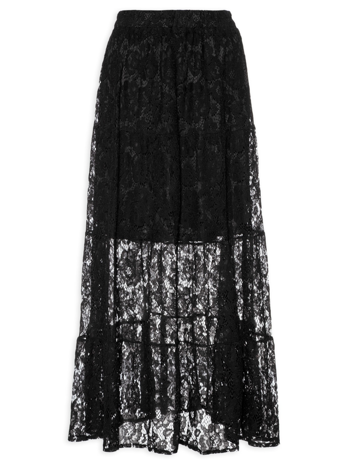 Saia Longa Em Renda Preto Market 33