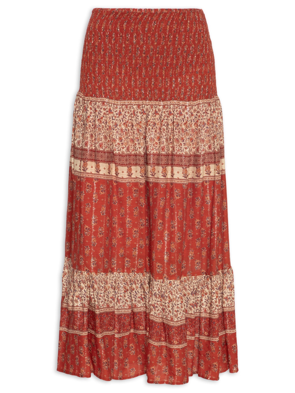 Saia Longa Estampa Chilli Vermelho Maria Filó