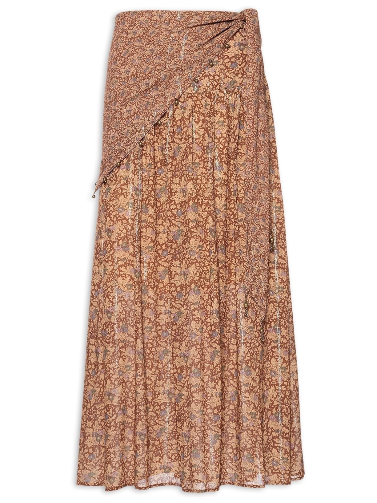 Saia Longa Estampa Fiora Marrom Maria Filó
