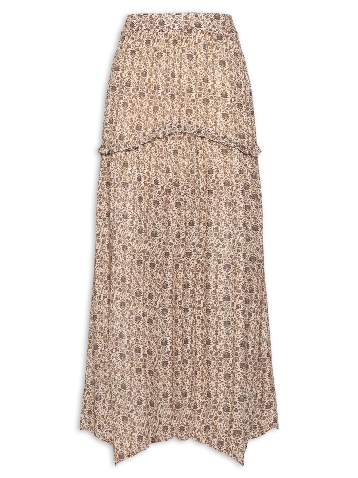 Saia Longa Estampa Gerânio - Preto