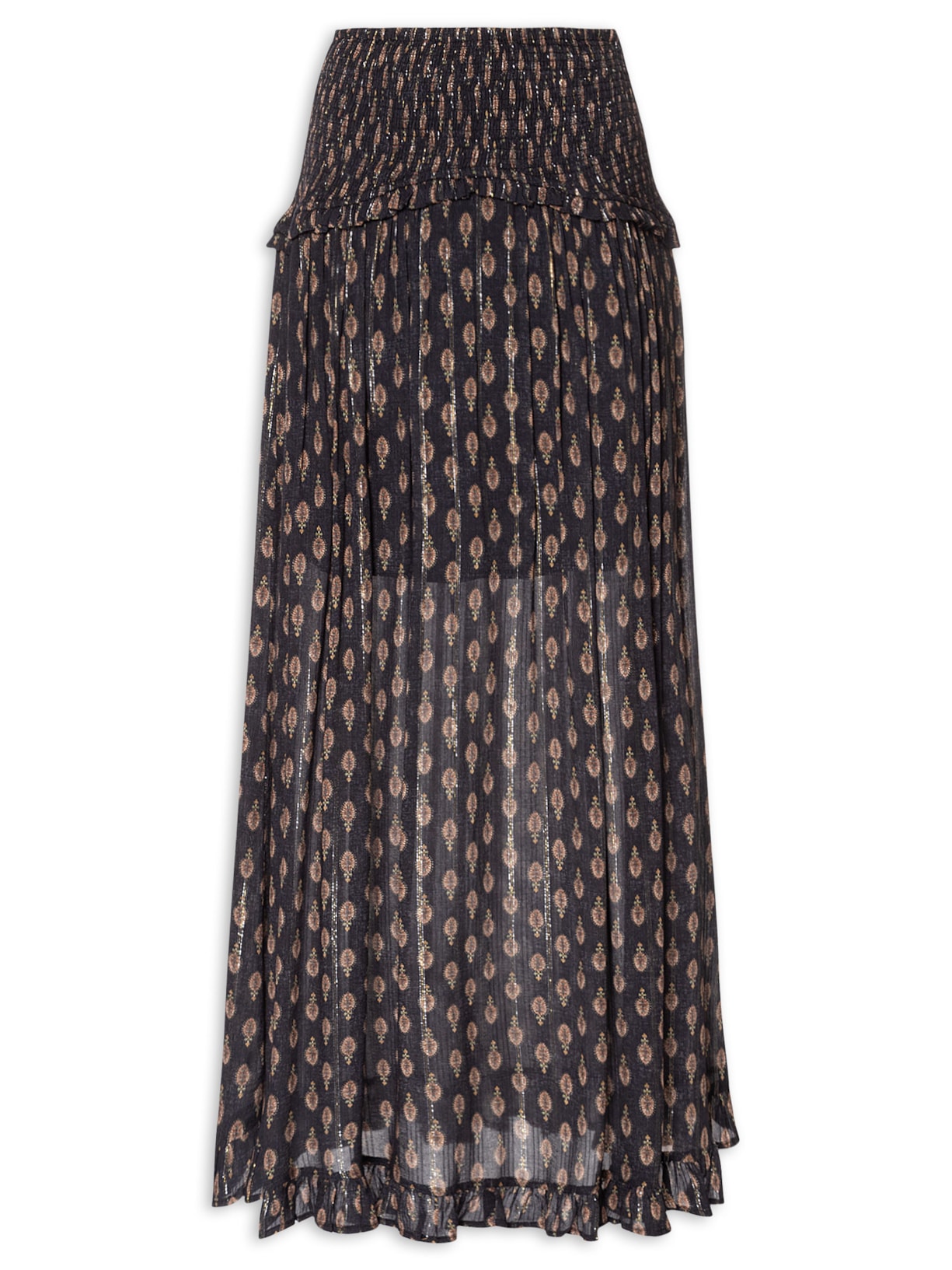 Saia Longa Estampa Jasmin - Preto