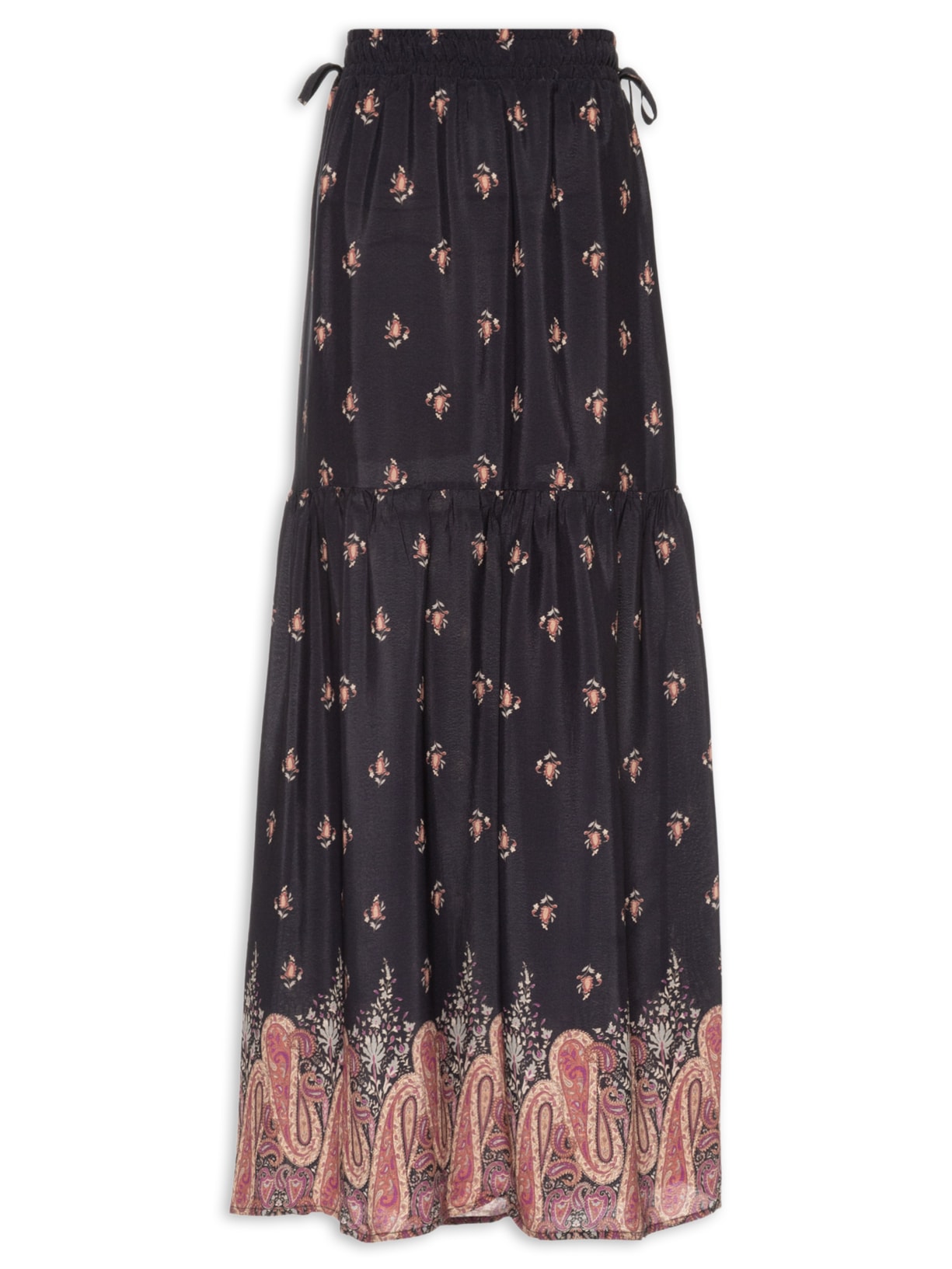 Saia Longa Estampa Mian - Preto