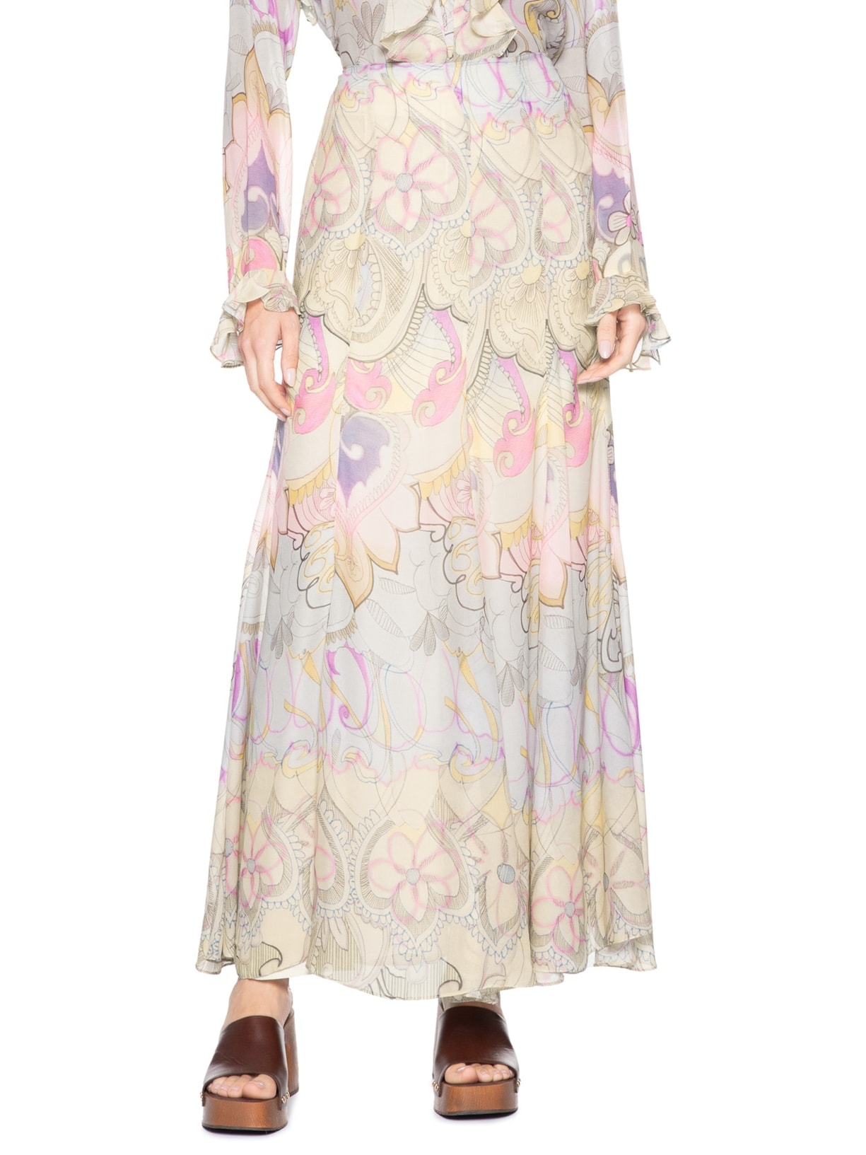 Saia Longa Estampada Loc Bar Paisley Boyd Rosa Animale