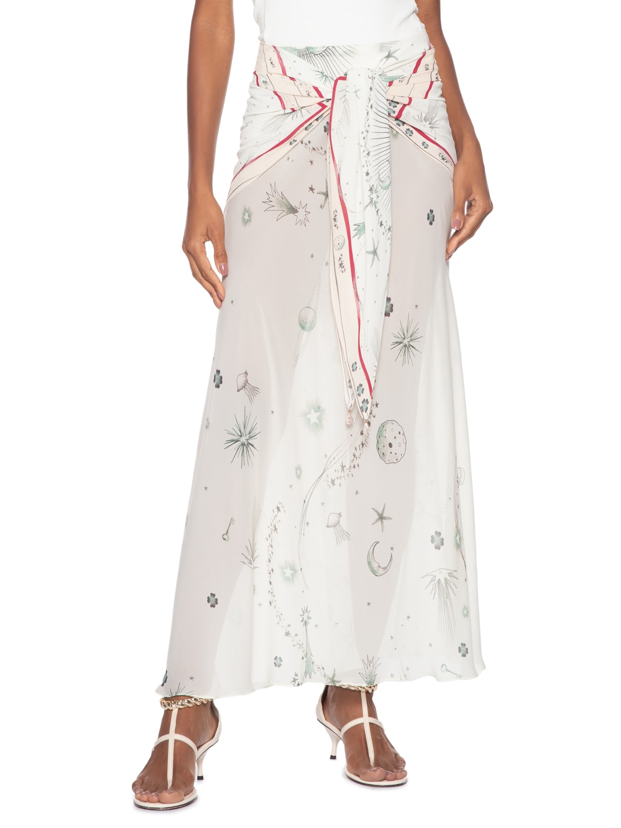 Saia Longa Fig Aqua Astral Off White Animale