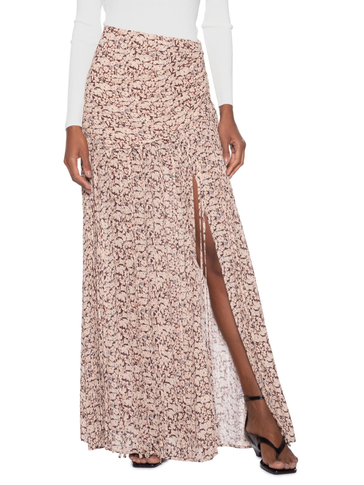 Saia Longa Franjas Marrom Animale