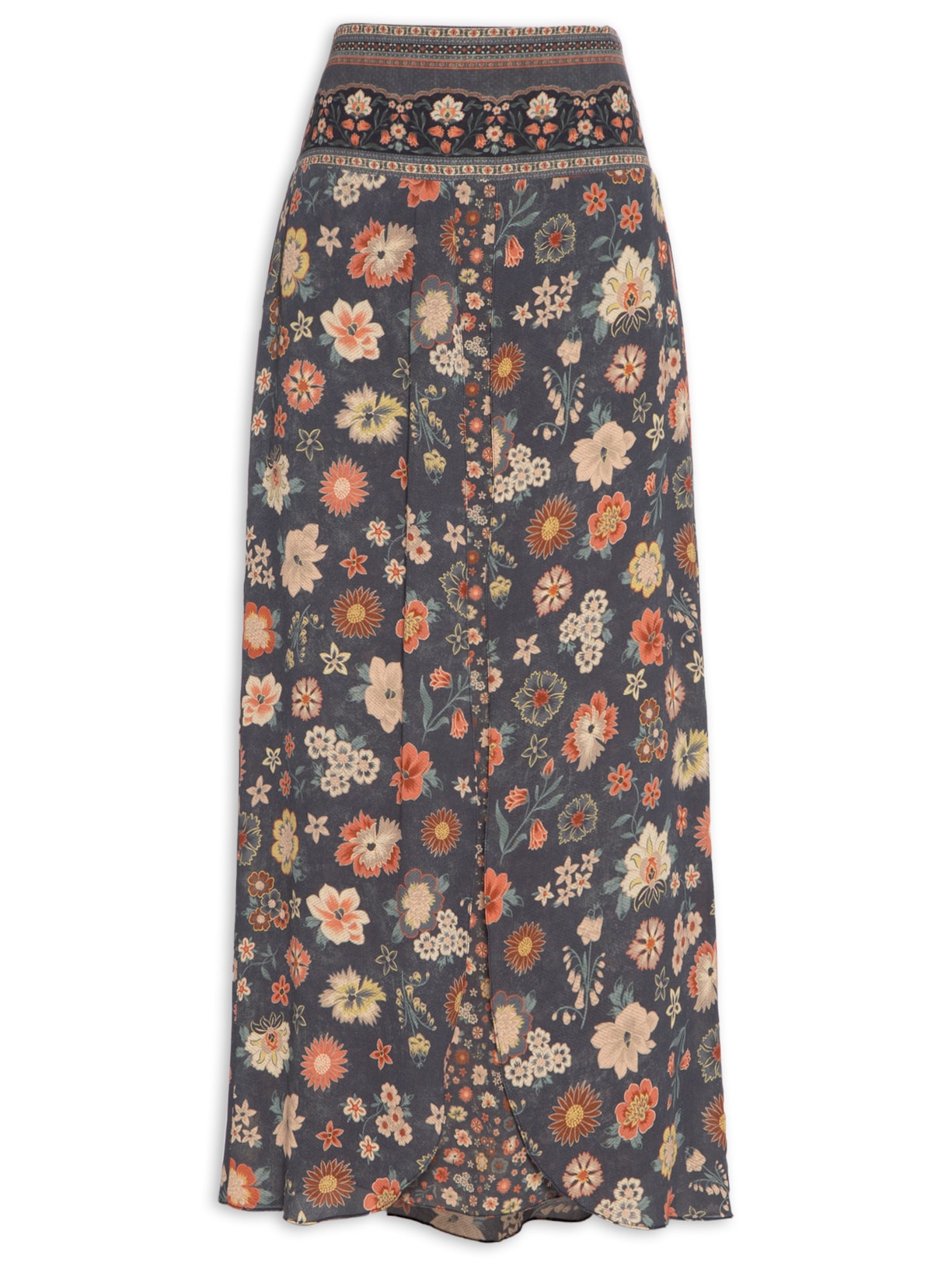 Saia Longa GGT Estampa Valentine Floral E - Azul