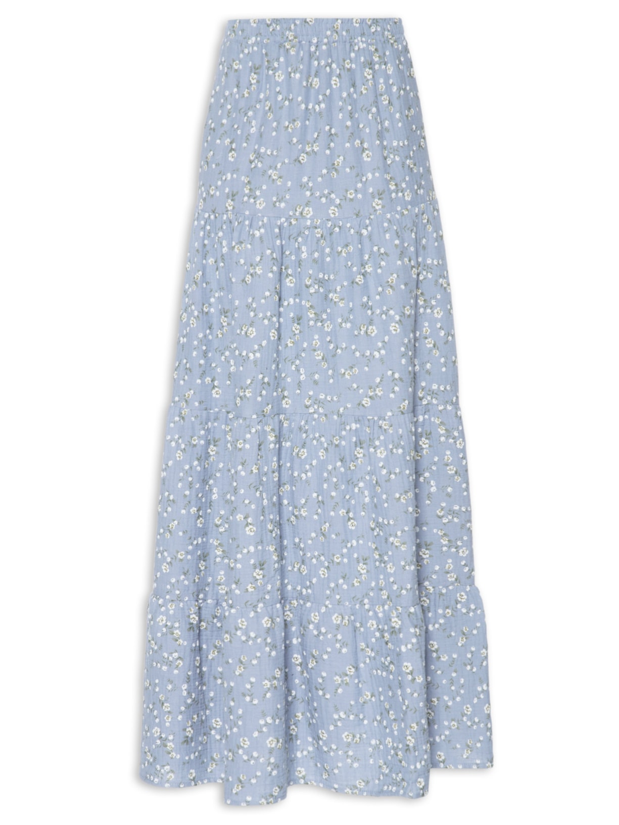 Saia Longa Marias Estampada Azul Basiq