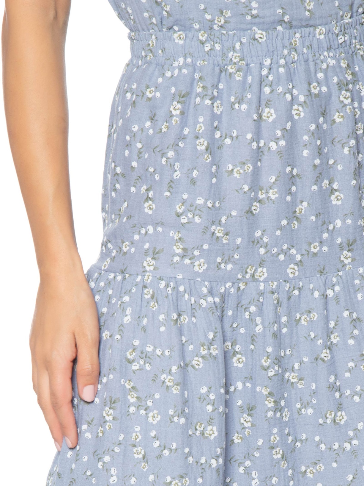 Saia Longa Marias Estampada Azul Basiq