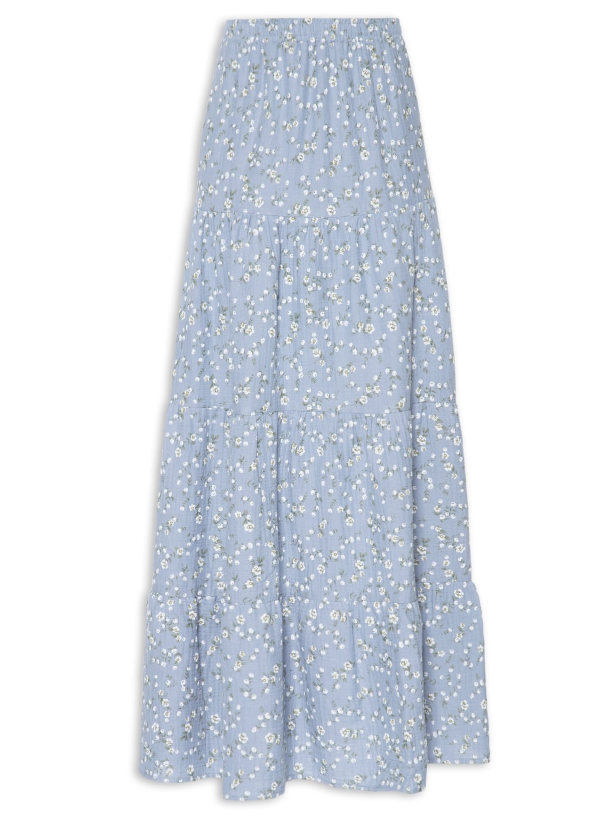 Saia Longa Marias Estampada Azul Basiq
