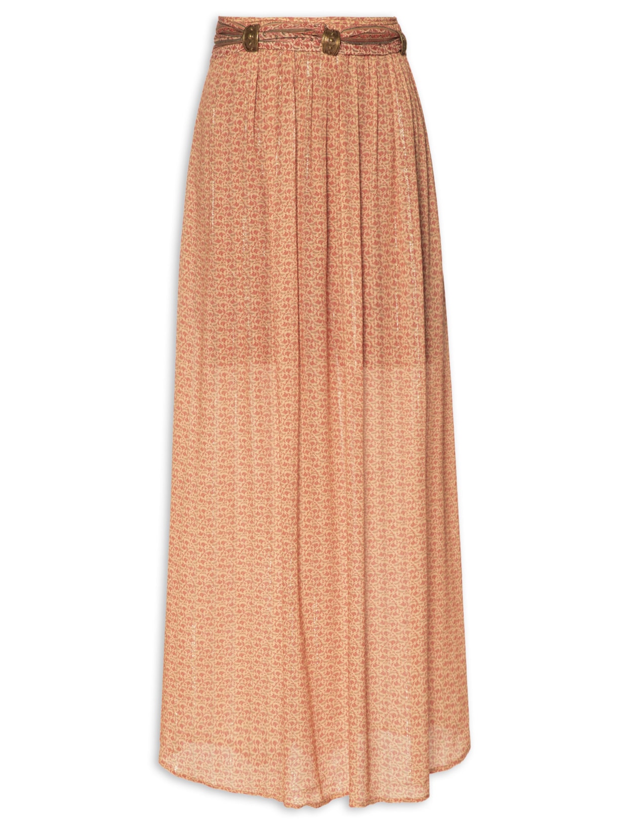 Saia Longa Metais Estampa Lumine - Rosa