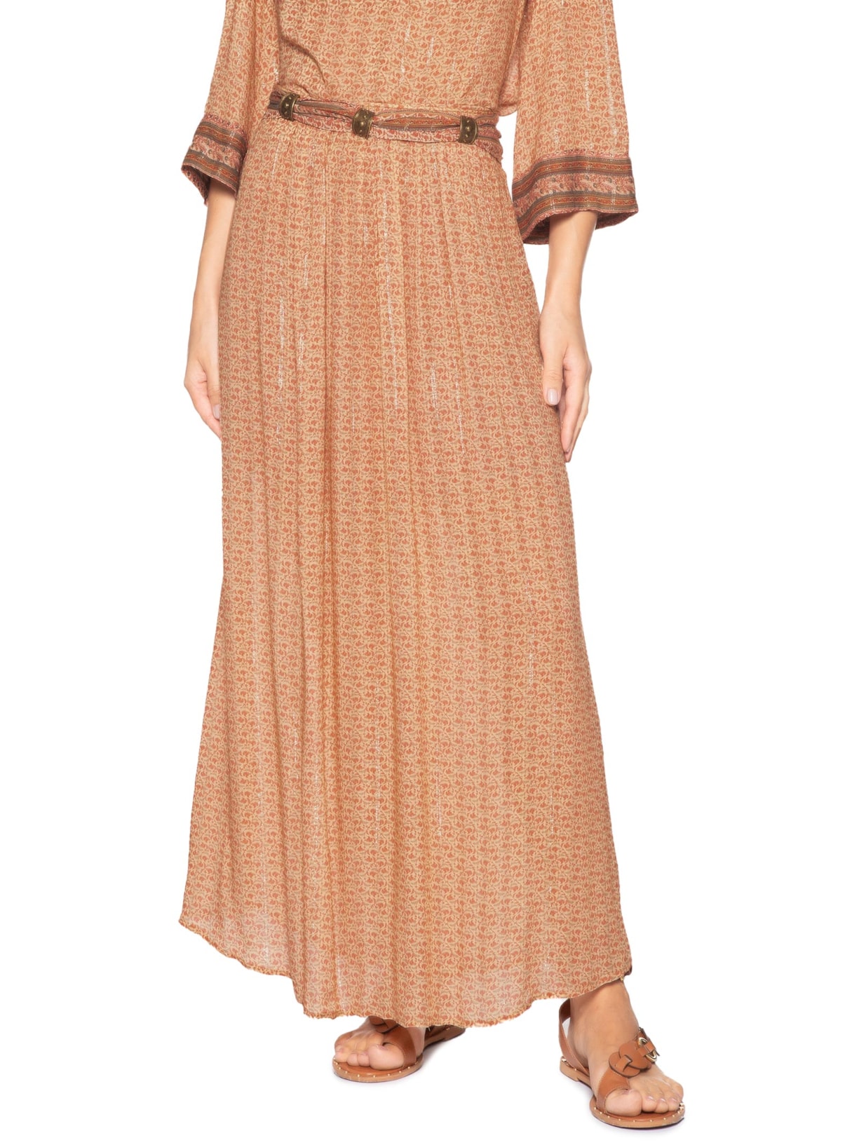 Saia Longa Metais Estampa Lumine Rosa Maria Filó