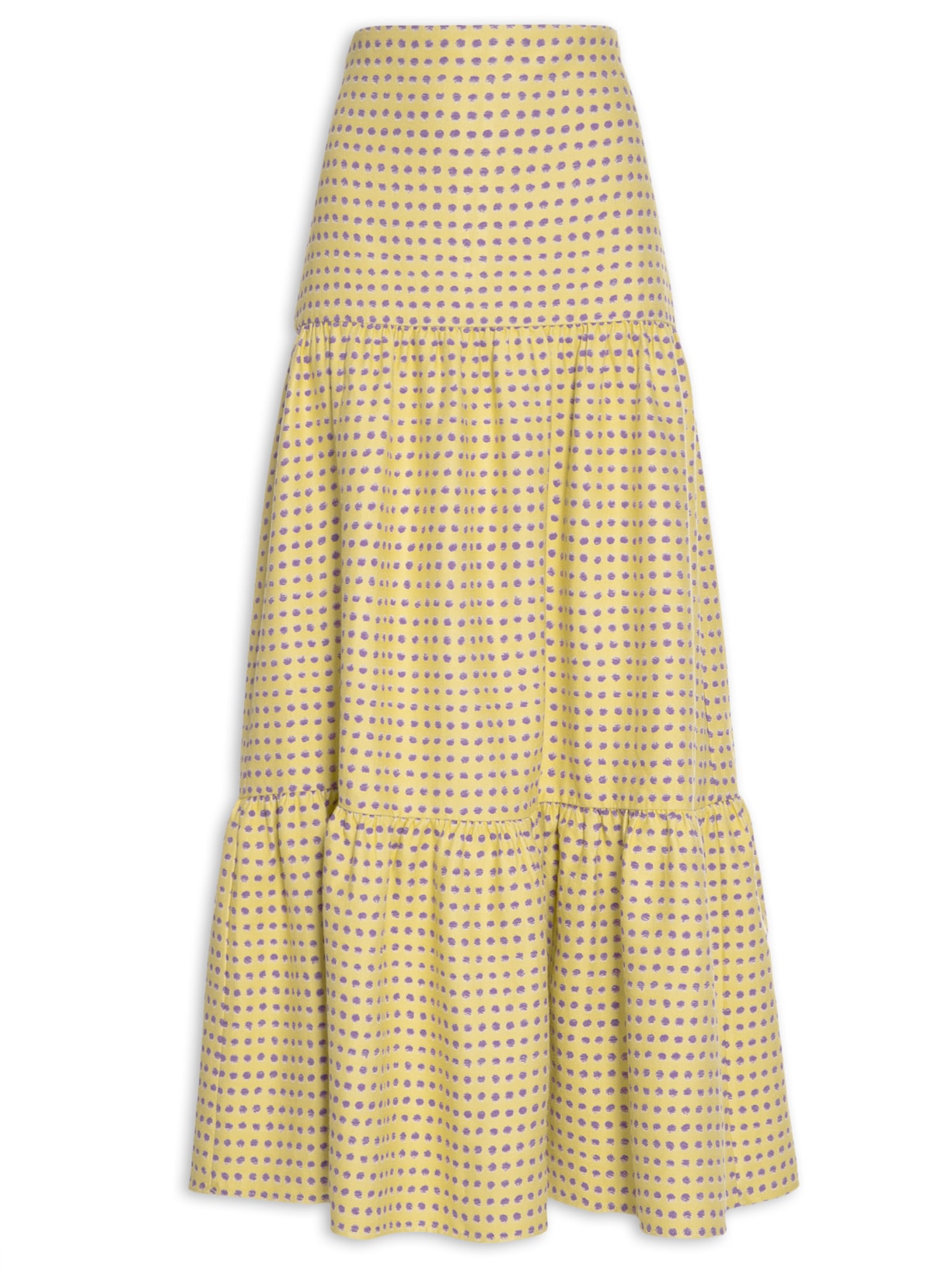 Saia Longa Pois Lavanda - Amarelo