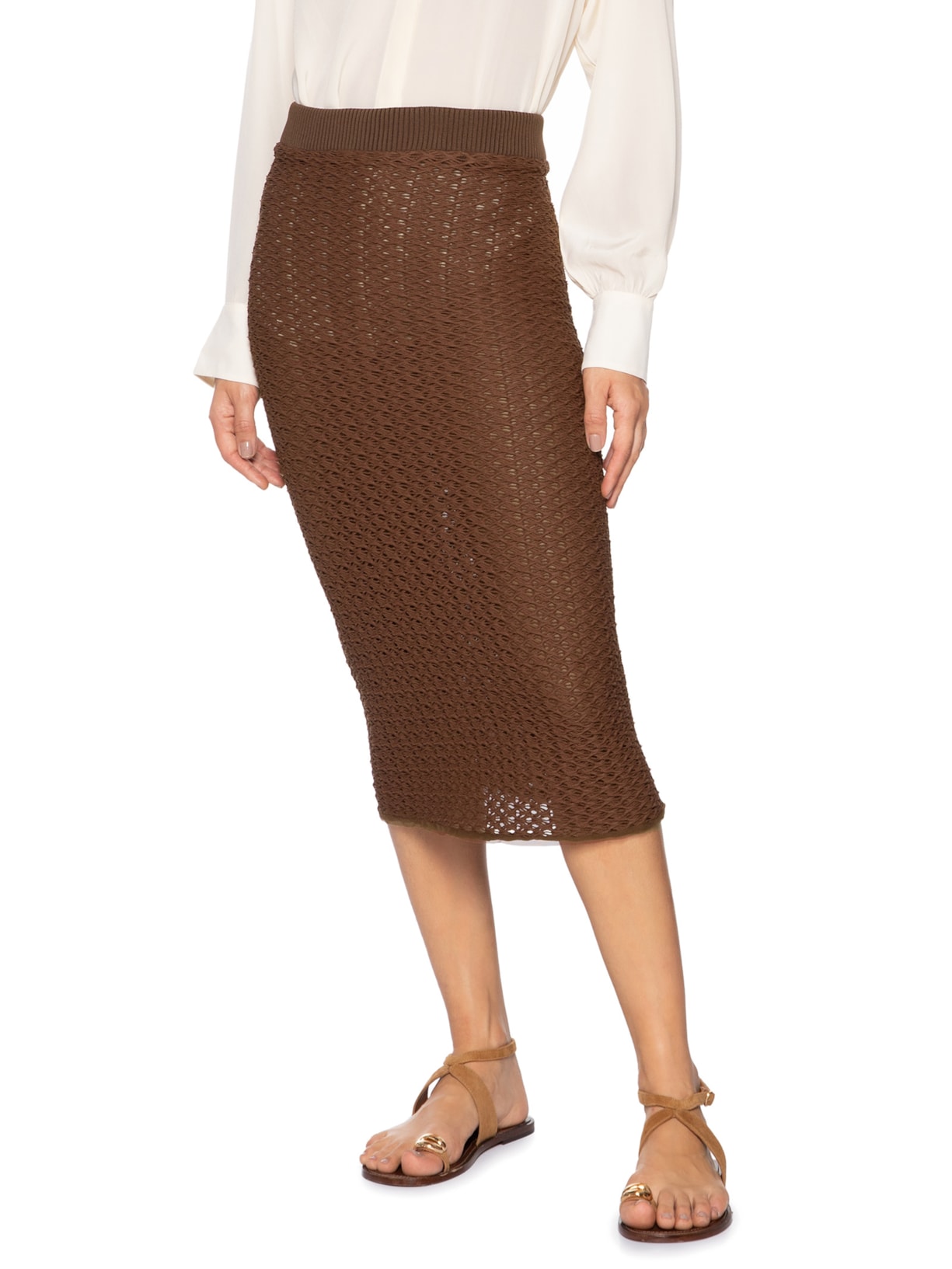 Saia Longa Textura Marrom Animale