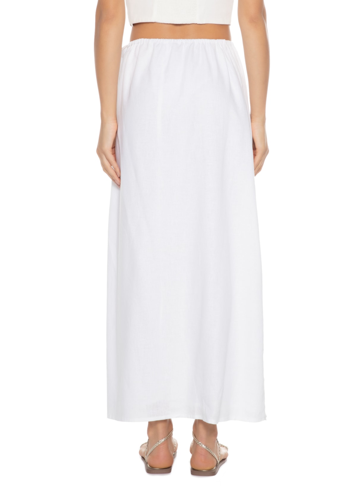 Saia Longuete Cadarço Encapado Branco Dress To