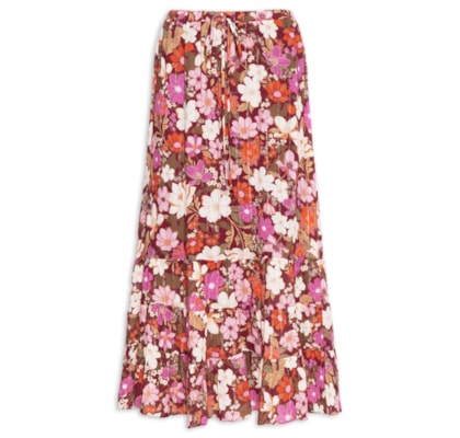 Saia Luréx Estampa Jasmin Solar - Rosa