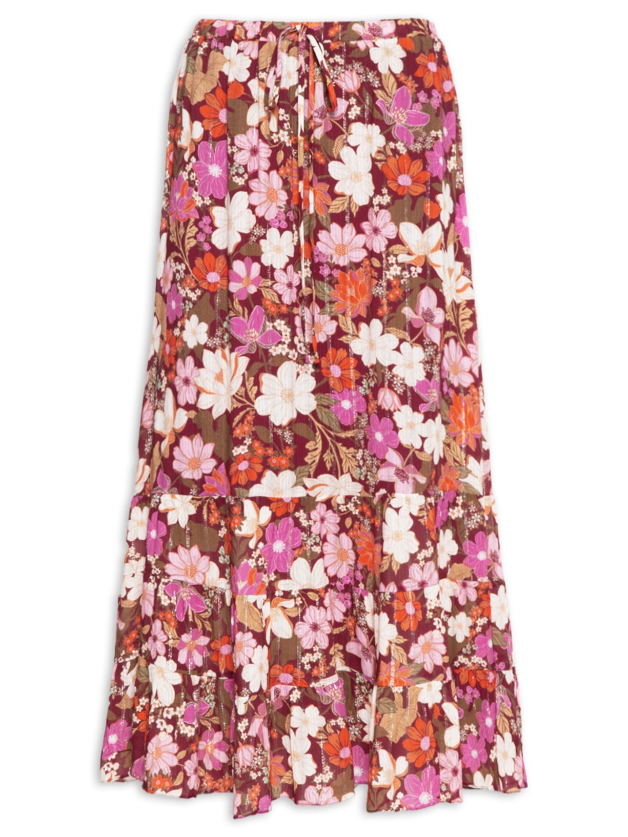 Saia Luréx Estampa Jasmin Solar - Rosa