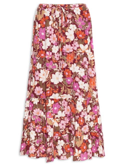 Saia Luréx Estampa Jasmin Solar - Rosa