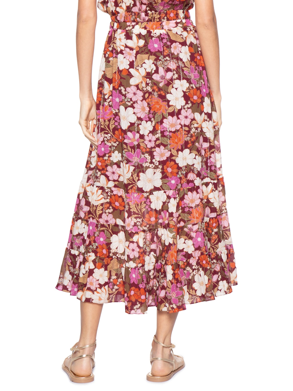 Saia Luréx Estampa Jasmin Solar Rosa Dress To