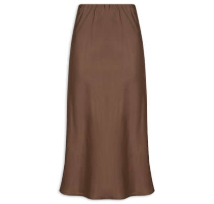 Saia Midi Acetinada - Marrom