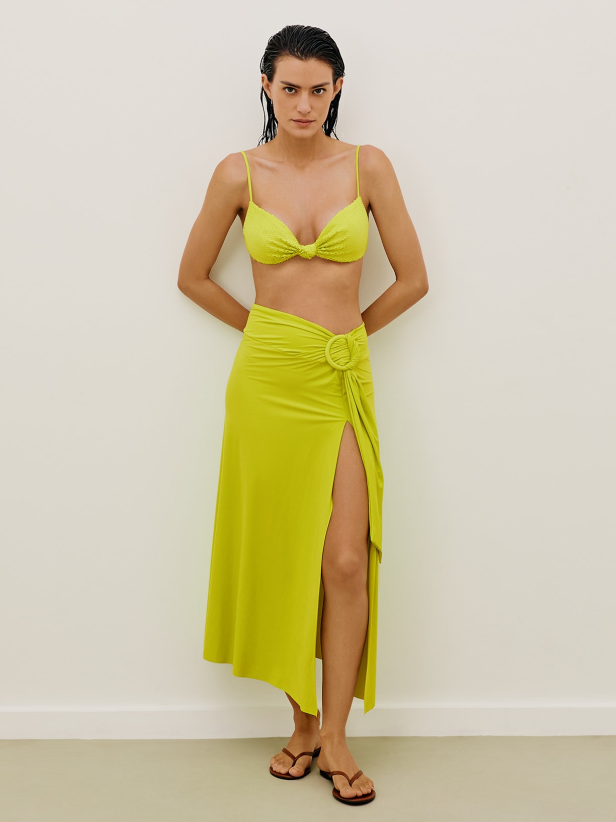 Saia Midi Alana Detalhe Verde Vix