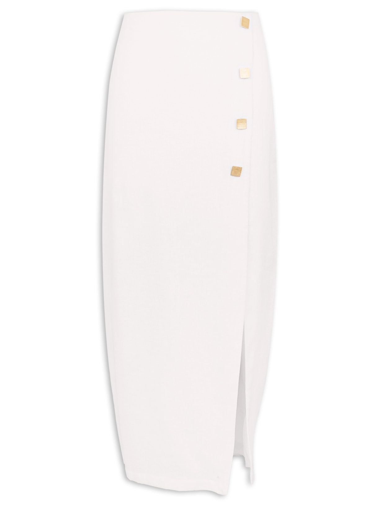 Saia Midi Alessia Detalhe - Branco