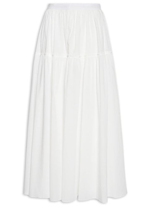 Saia Midi Algodão Ampla - Off White