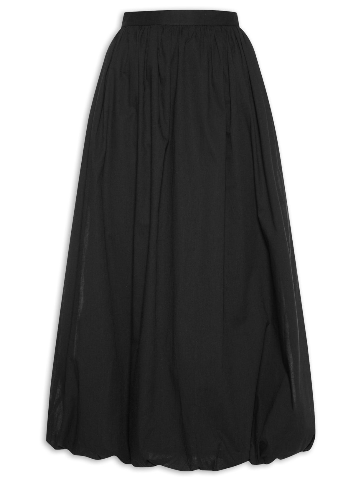 Saia Midi Algodão Balonê - Preto