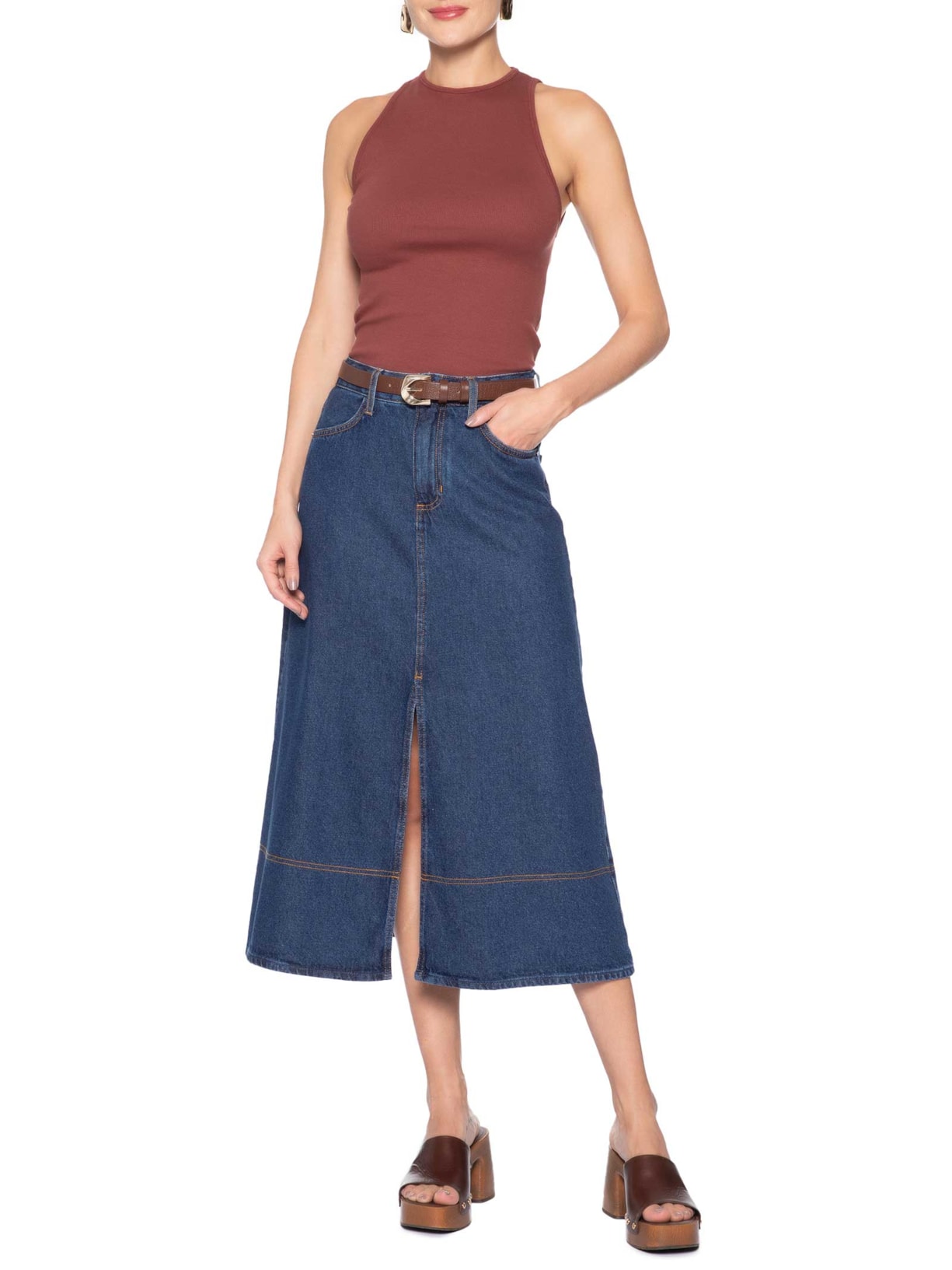 Saia Midi Alma Azul Le Lis