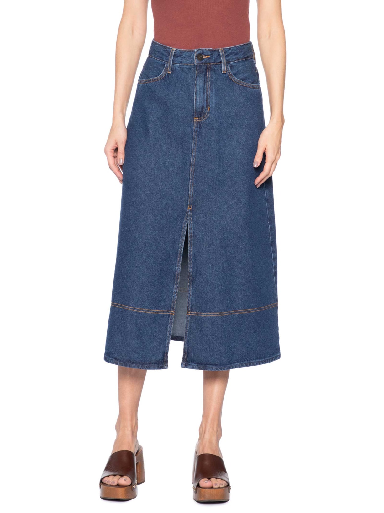 Saia Midi Alma Azul Le Lis