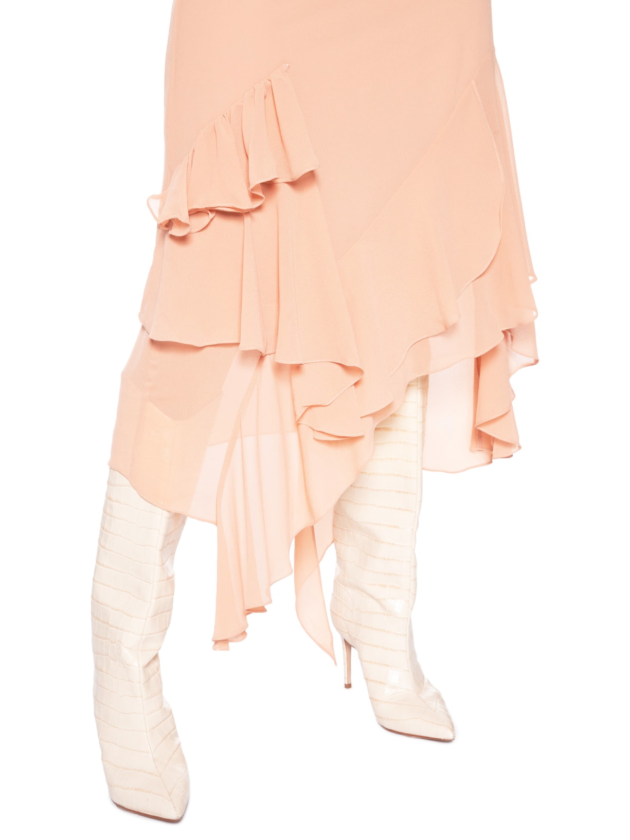 Saia Midi Assimétrica Em Chiffon Bege '2Essential