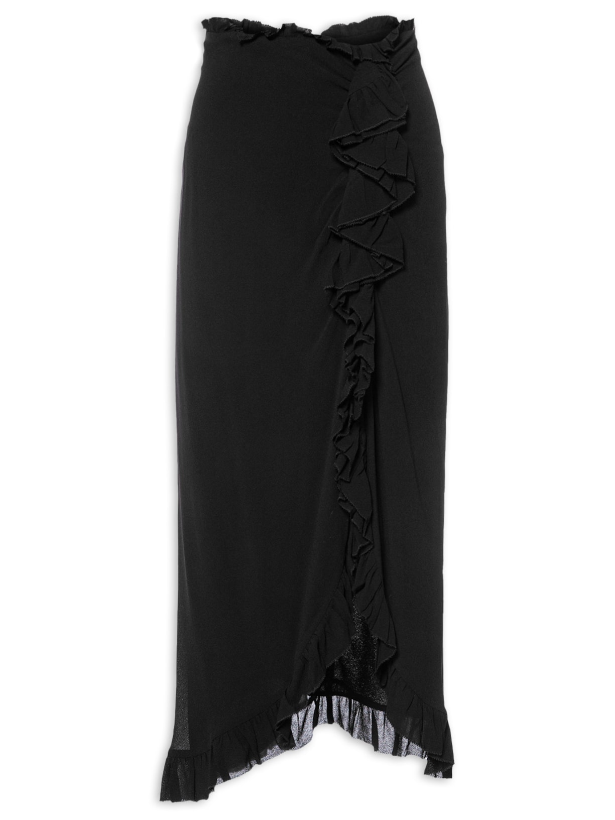 Saia Midi Babados - Preto