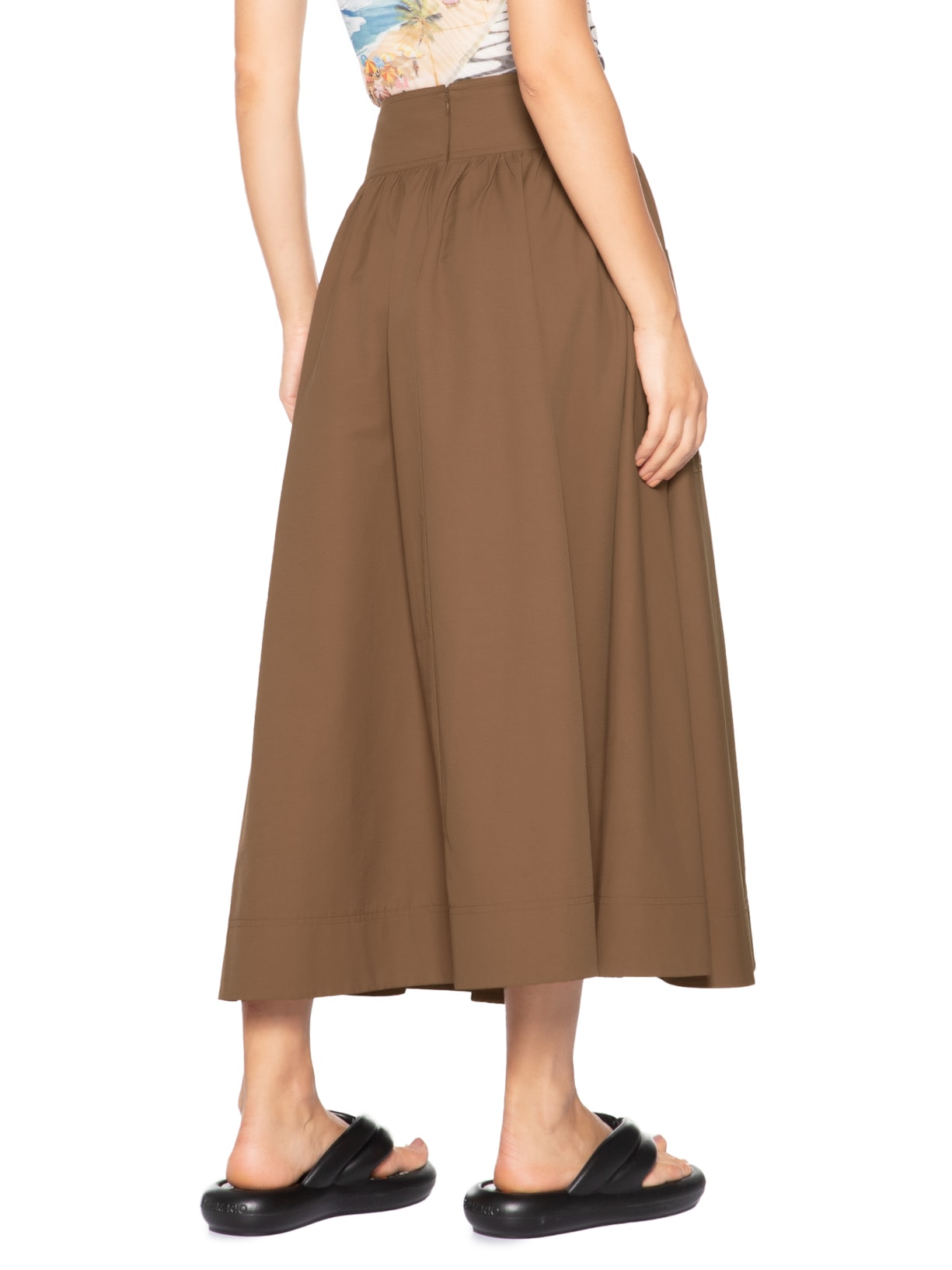 Saia Midi Bolso Marrom Farm