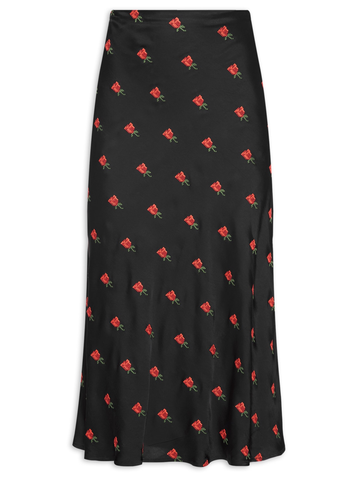 Saia Midi Bordada Rosalia - Preto