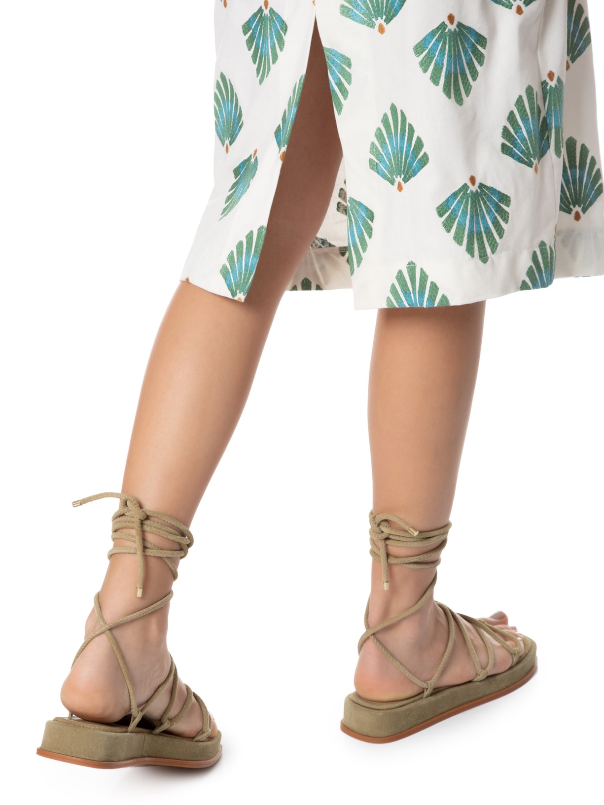 Saia Midi Bordado Conchas Off White Maria Filó