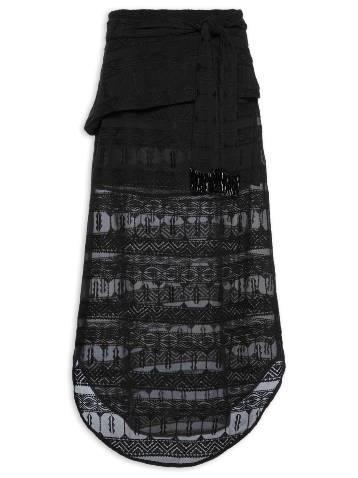 Saia Midi Bordado Eve - Preto