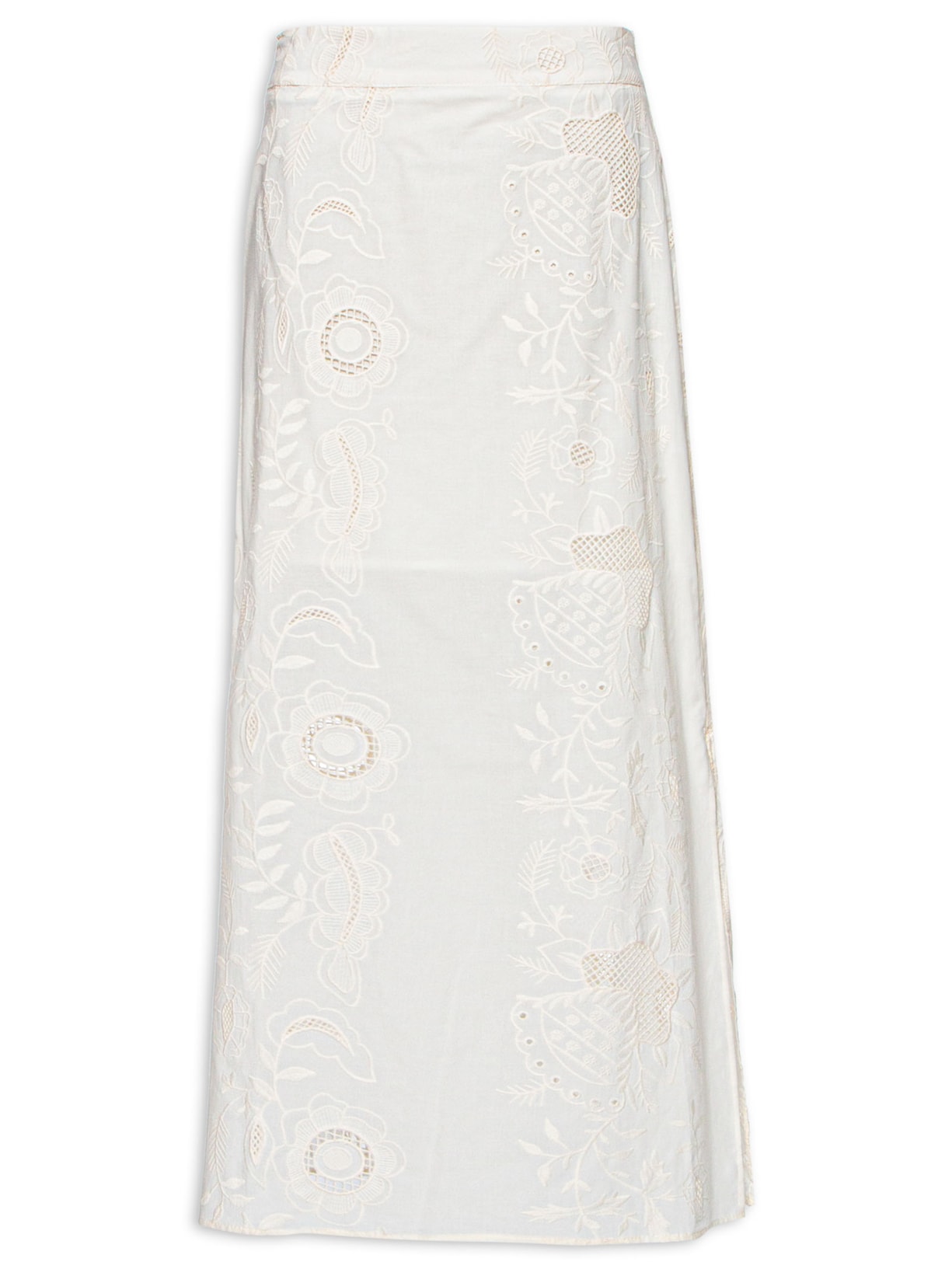 Saia Midi Bordado Jay - Off White