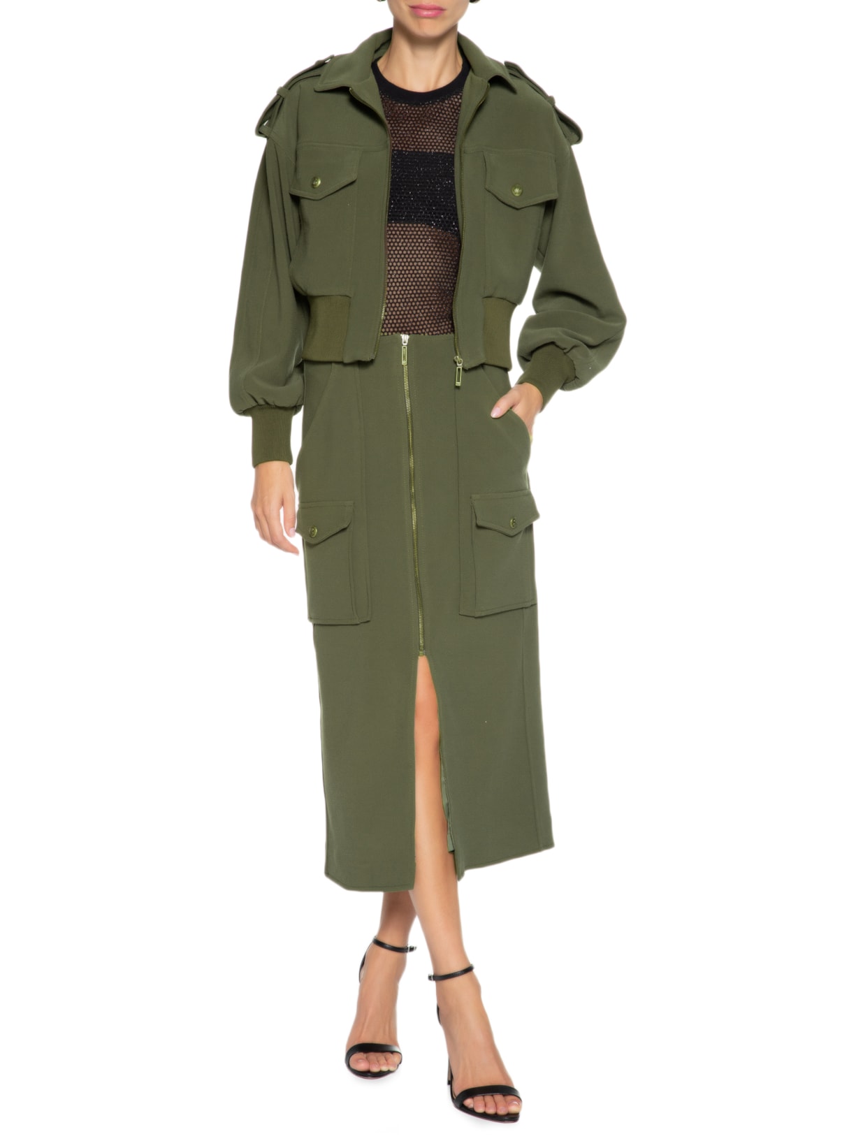 Saia Midi Callie Military Verde Bo.bô